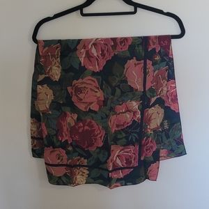 Rose Print Silk Scarf